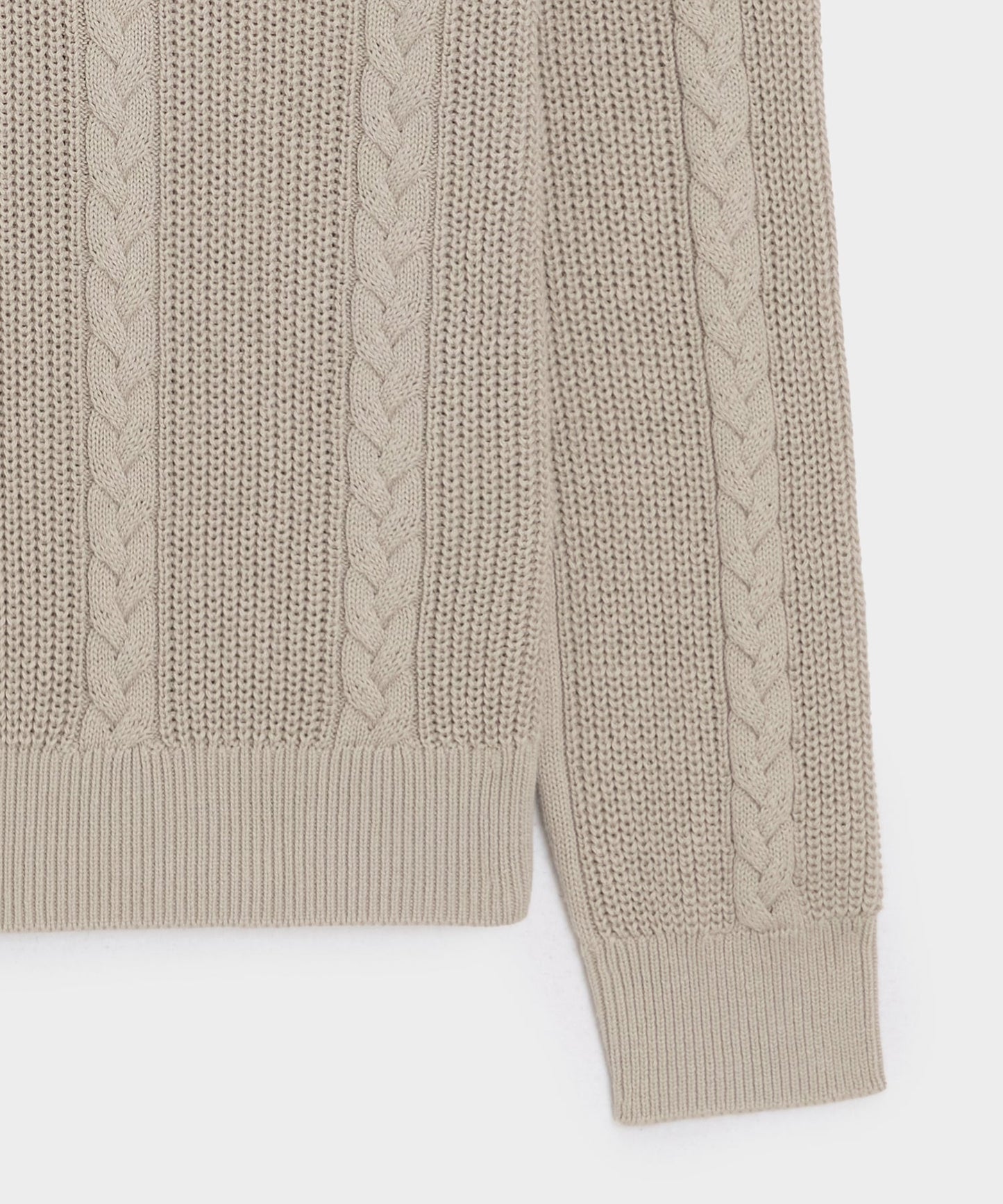 Todd Snyder Beechwood Cable Knit Sweater Polo in Stone Stone