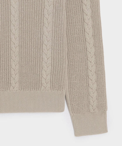 Todd Snyder Beechwood Cable Knit Sweater Polo in Stone Stone