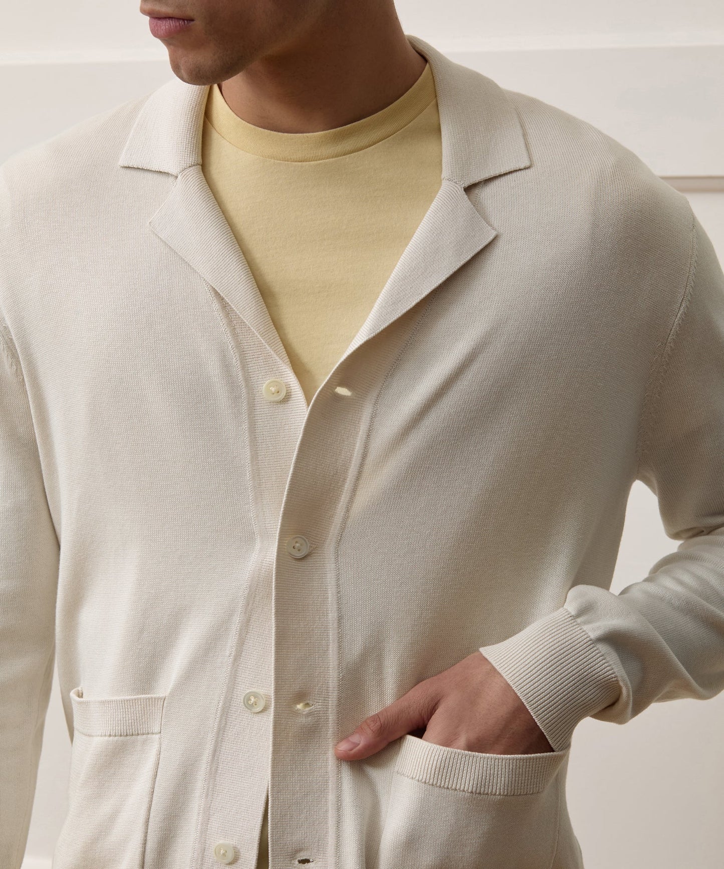 Todd Snyder Silk-Cotton Sweater Jacket in Bisque Bisque
