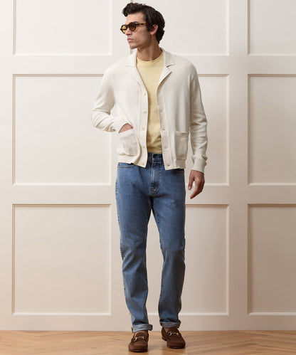 Todd Snyder Silk-Cotton Sweater Jacket in Bisque Bisque