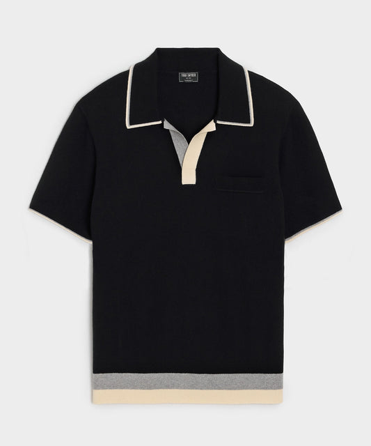 Todd Snyder Sedona Sweater Polo in Black Black