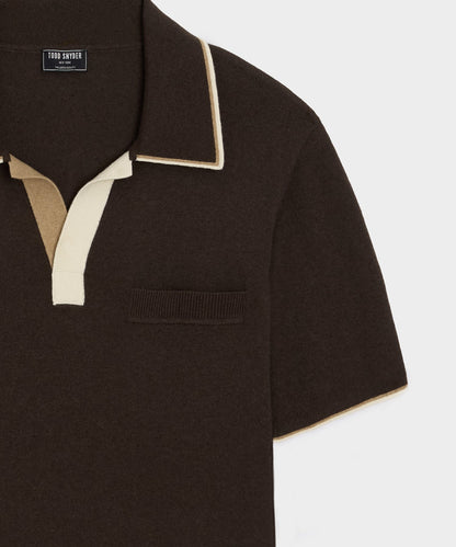 Todd Snyder Sedona Sweater Polo in Caviar Caviar