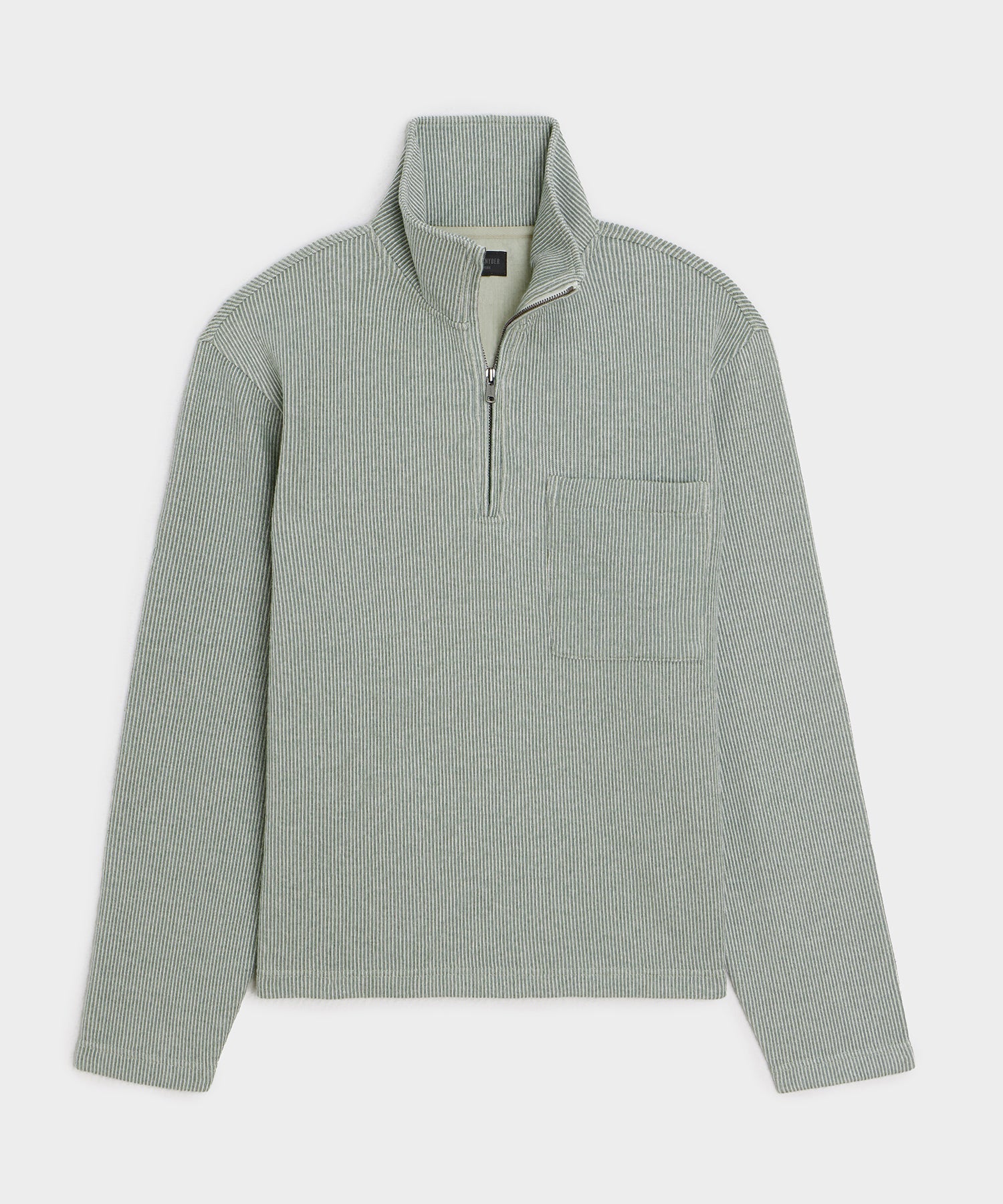 Todd Snyder Striped Quarter-Zip Polo in Faded Jade Stripe Faded Jade
