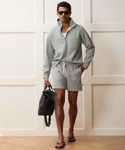 Todd Snyder Striped Quarter-Zip Polo in Faded Jade Stripe Faded Jade