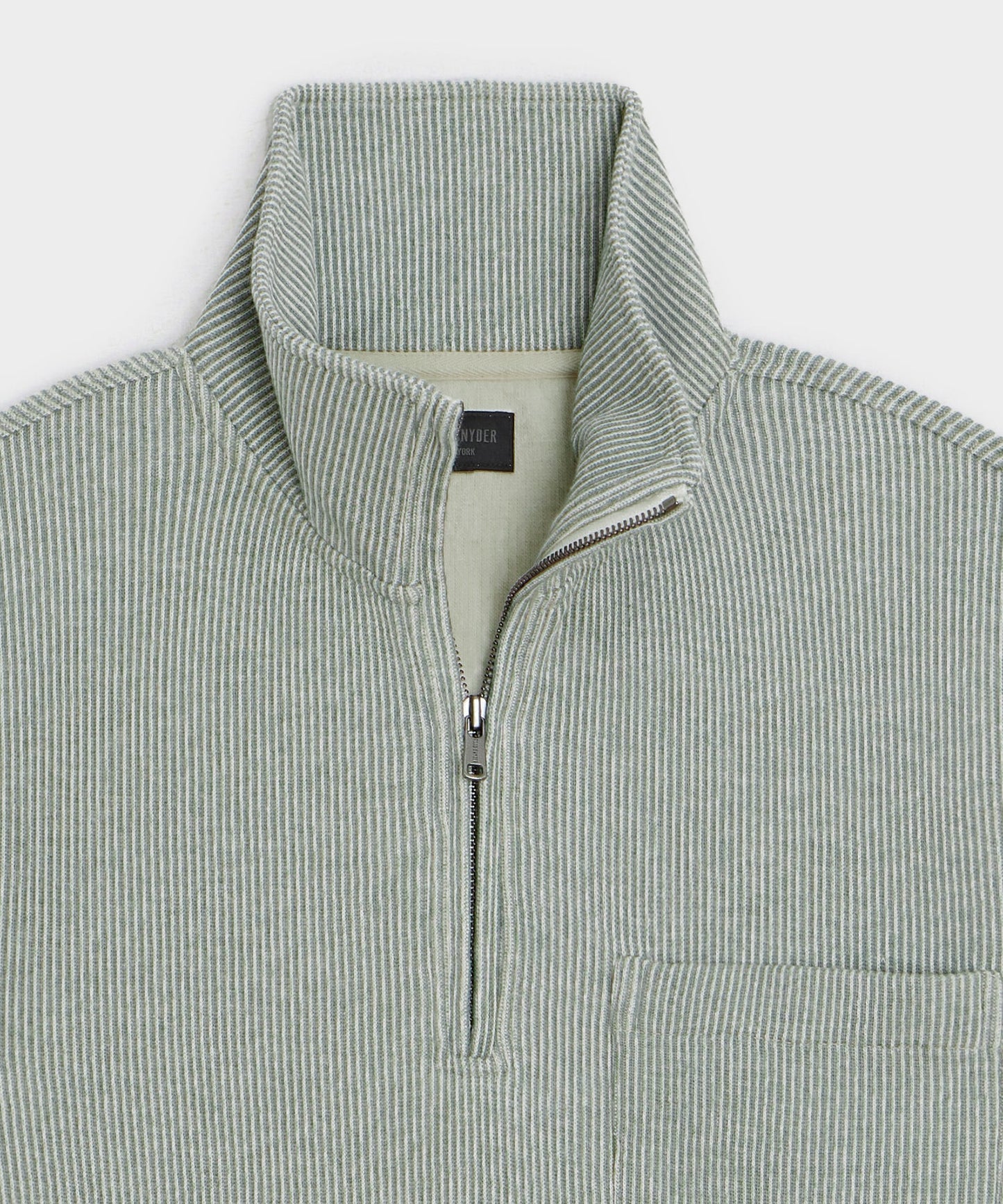 Todd Snyder Striped Quarter-Zip Polo in Faded Jade Stripe Faded Jade