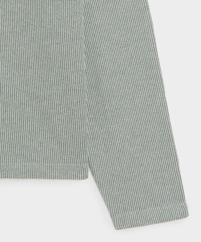 Todd Snyder Striped Quarter-Zip Polo in Faded Jade Stripe Faded Jade