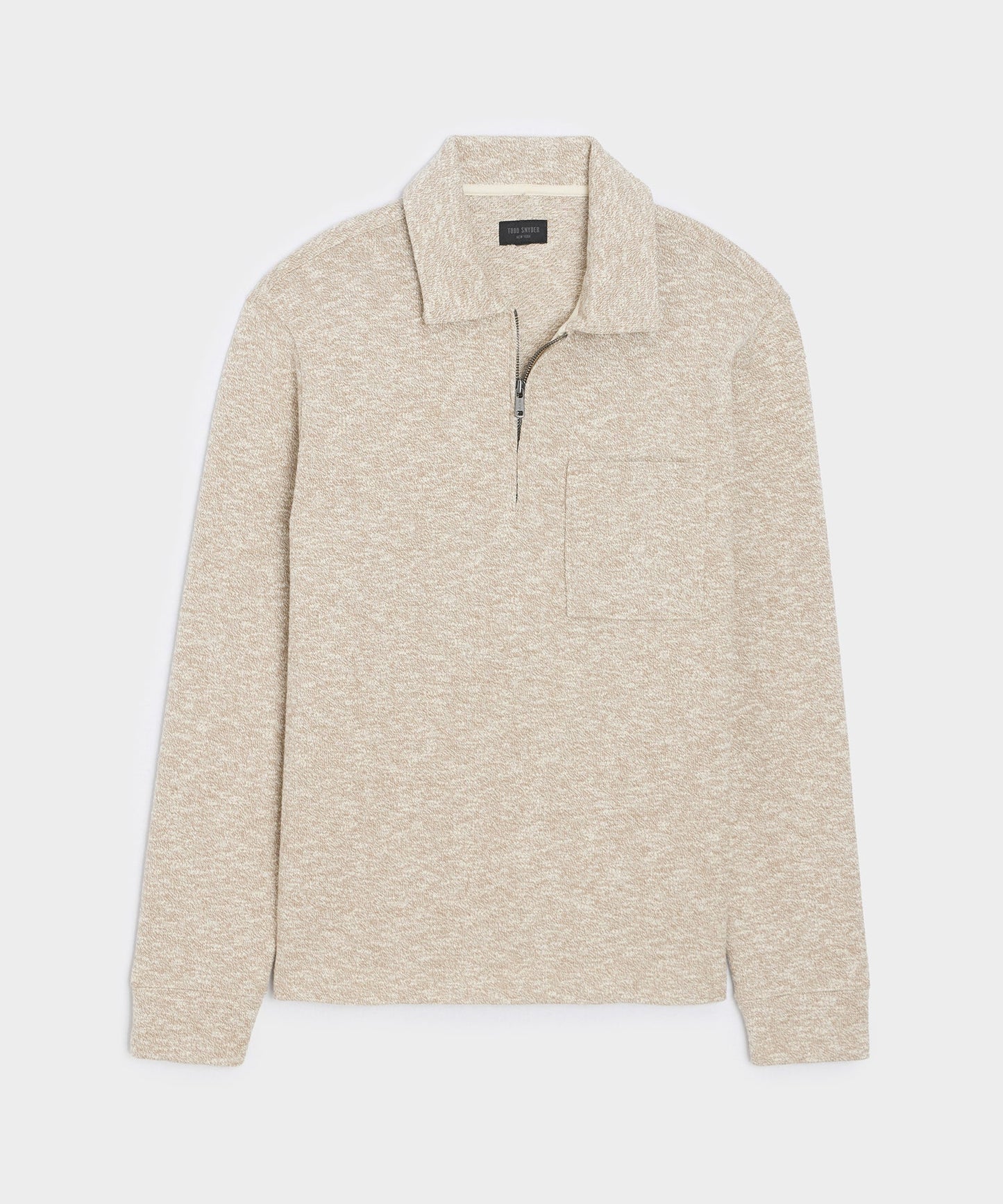 Todd Snyder Heathered Quarter-Zip Polo in Pumice Pumice
