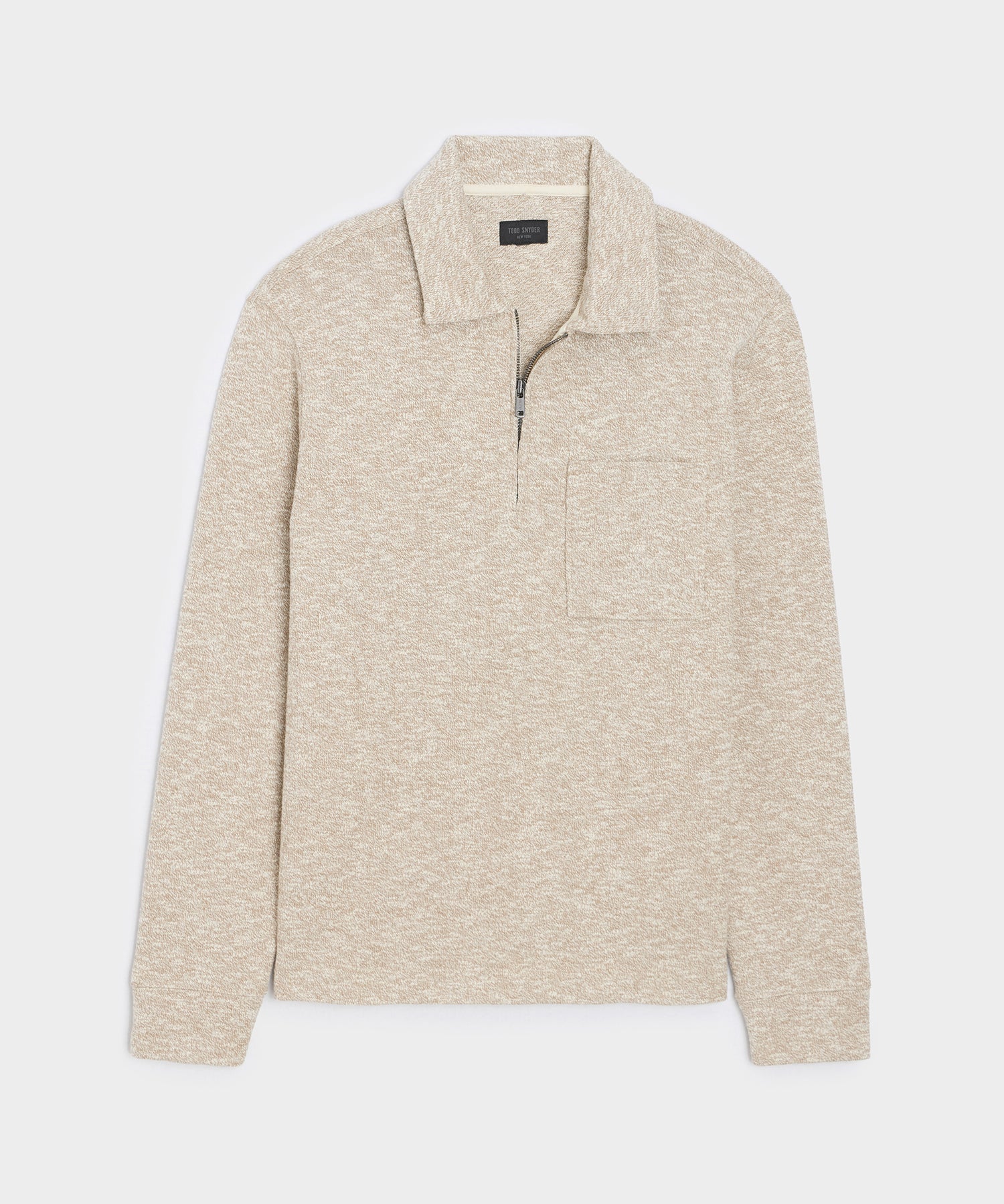 Todd Snyder Heathered Quarter-Zip Polo in Pumice Pumice