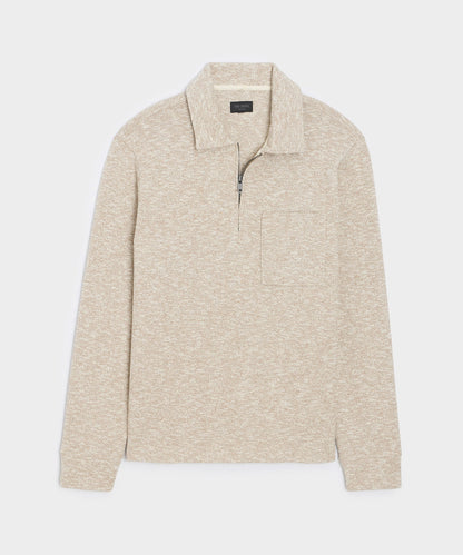 Todd Snyder Heathered Quarter-Zip Polo in Pumice Pumice