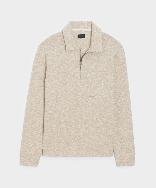 Todd Snyder Heathered Quarter-Zip Polo in Pumice Pumice