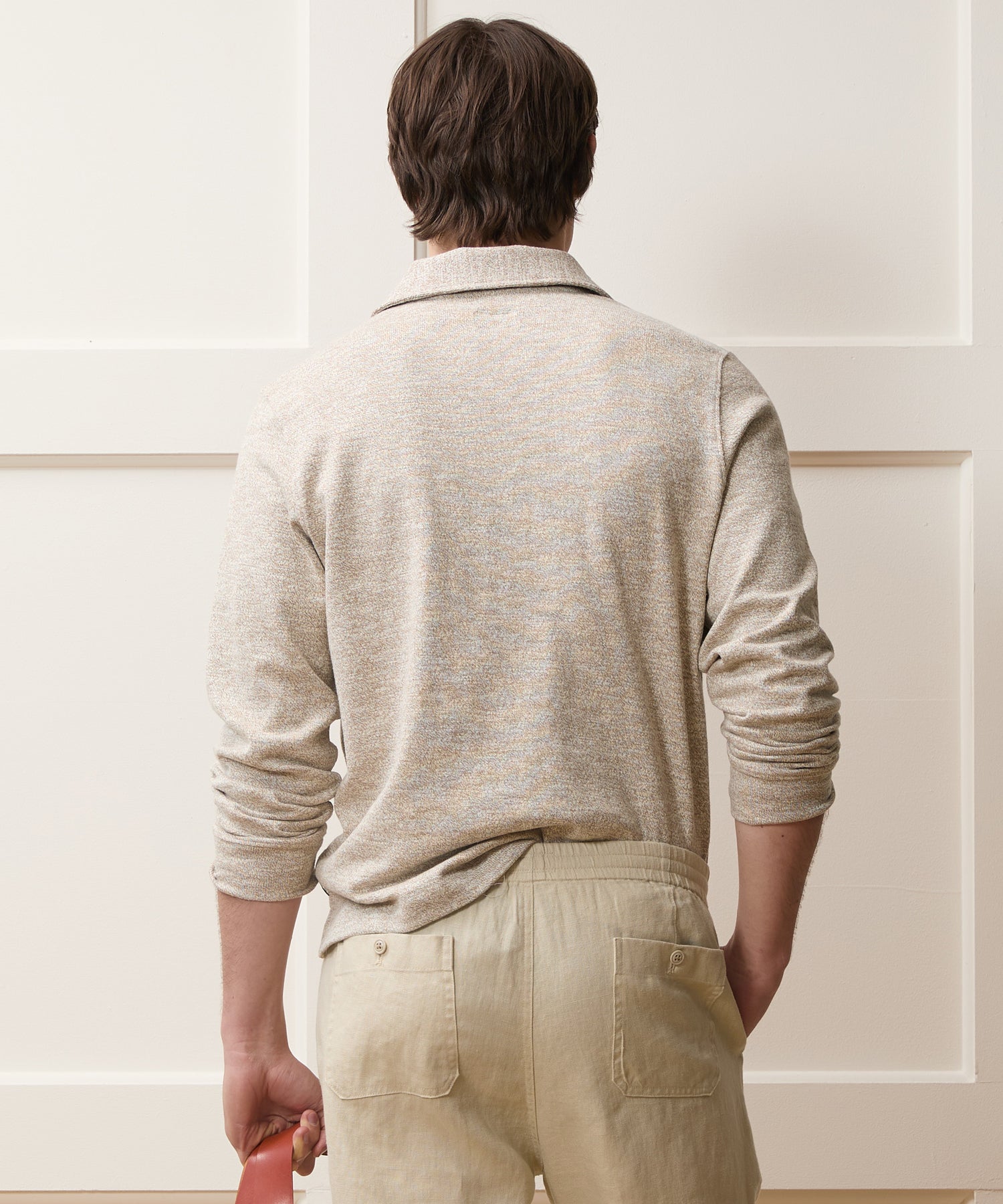 Todd Snyder Heathered Quarter-Zip Polo in Pumice Pumice