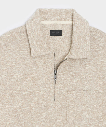 Todd Snyder Heathered Quarter-Zip Polo in Pumice Pumice