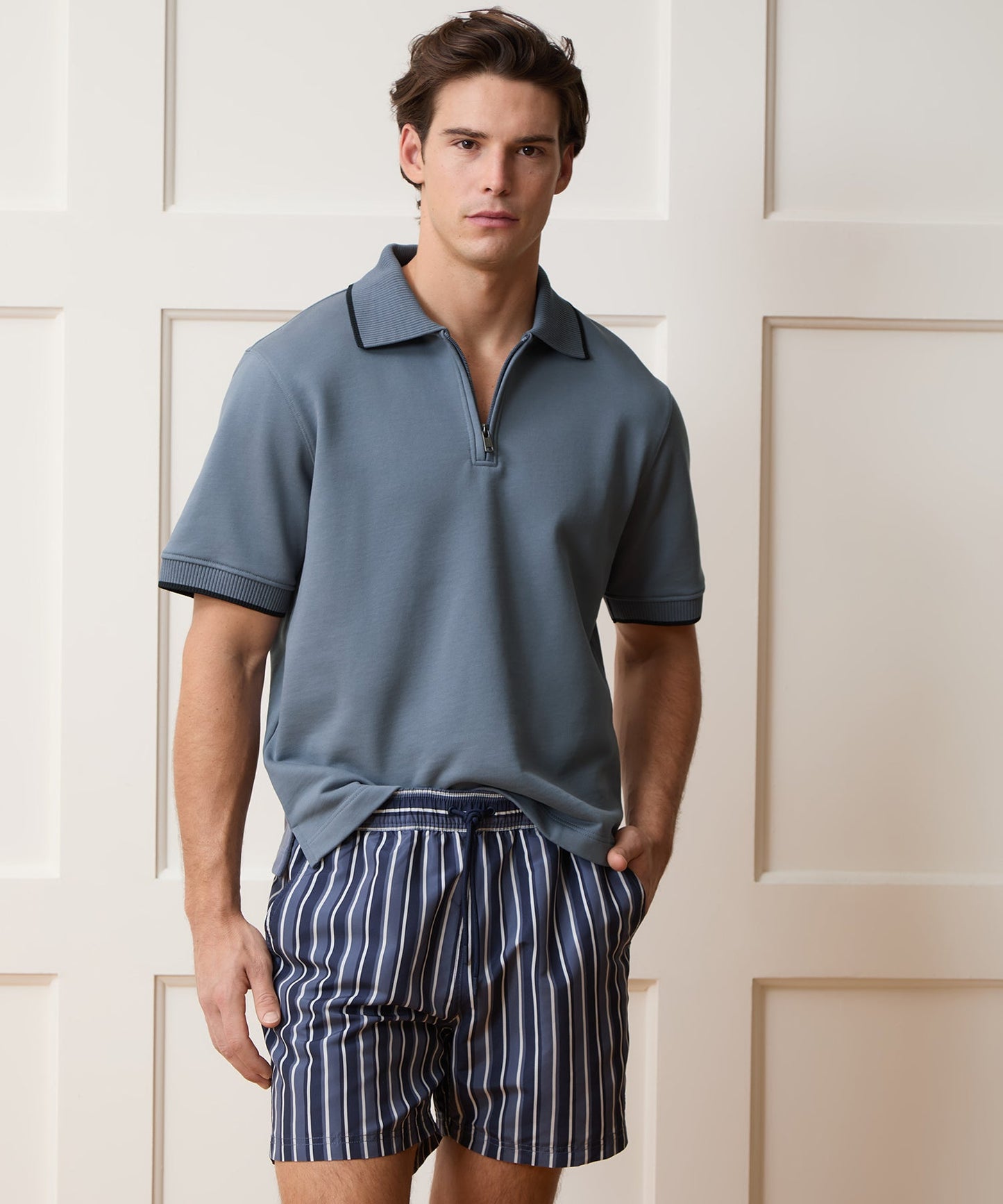 Todd Snyder Foundation Quarter-Zip Polo Sweatshirt in Deep Springs Deep Springs