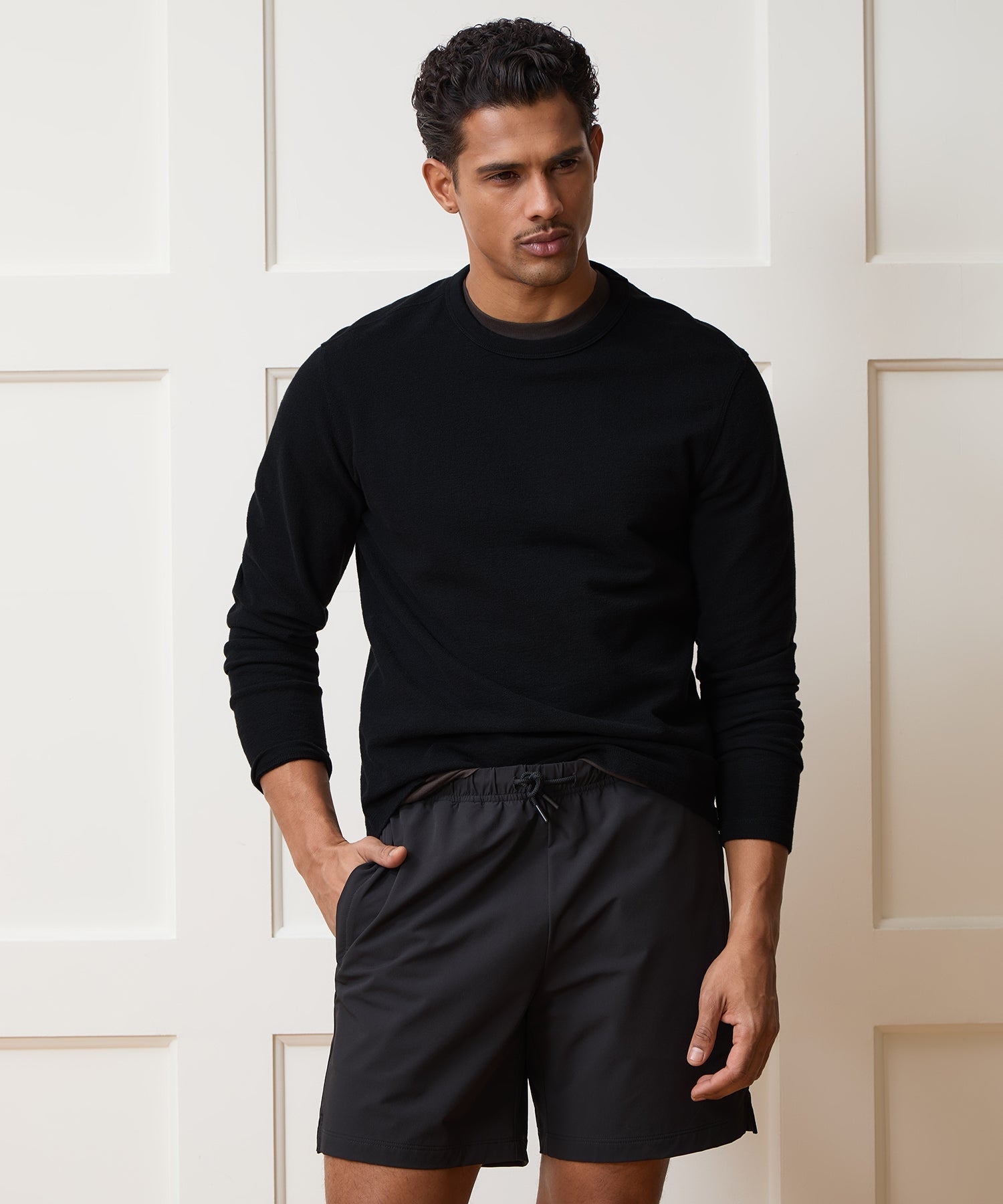 Todd Snyder Surf Terry Crewneck in Pitch Black Pitch Black
