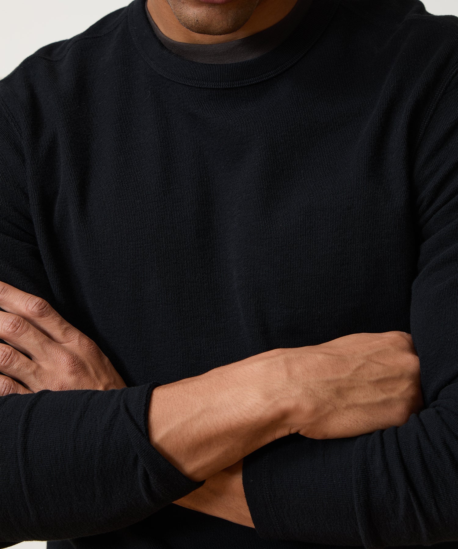 Todd Snyder Surf Terry Crewneck in Pitch Black Pitch Black