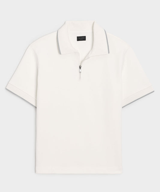 Todd Snyder Foundation Quarter-Zip Polo Sweatshirt in Bisque Bisque