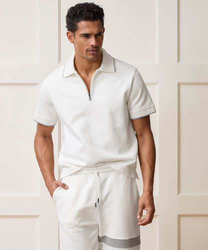 Todd Snyder Foundation Quarter-Zip Polo Sweatshirt in Bisque Bisque