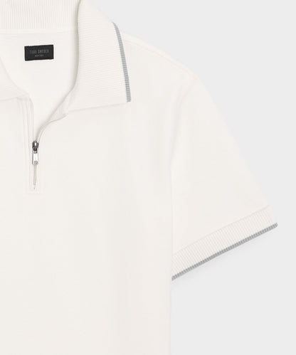 Todd Snyder Foundation Quarter-Zip Polo Sweatshirt in Bisque Bisque