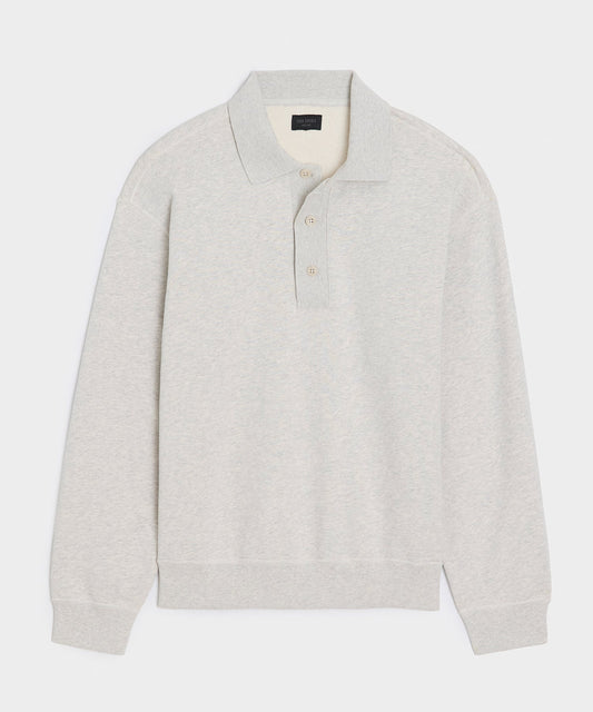 Todd Snyder Soho Polo Sweatshirt in Heather Beige Heather Beige