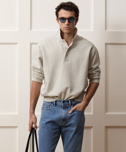 Todd Snyder Soho Polo Sweatshirt in Heather Beige Heather Beige
