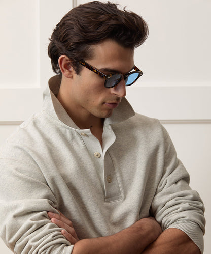 Todd Snyder Soho Polo Sweatshirt in Heather Beige Heather Beige