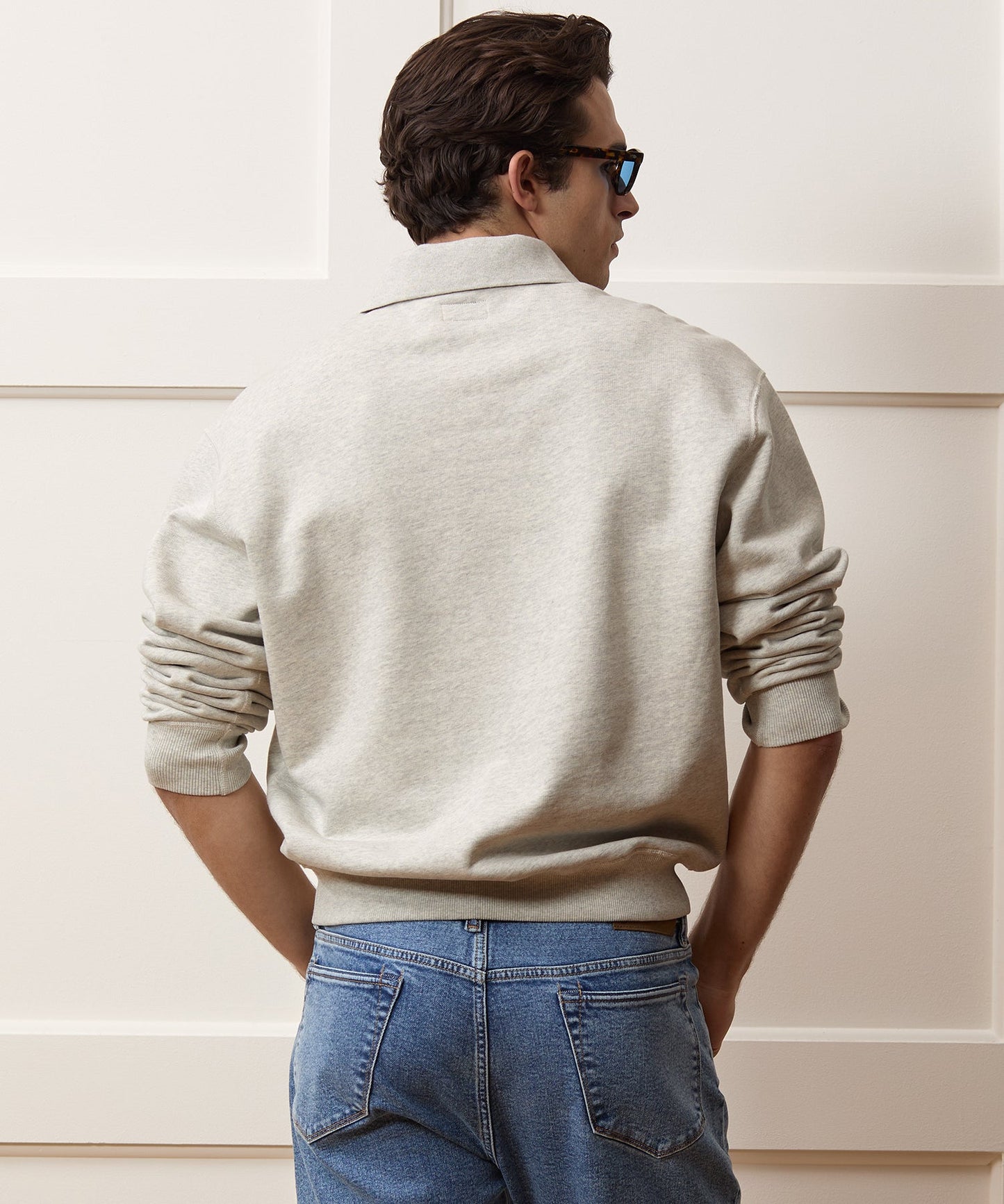 Todd Snyder Soho Polo Sweatshirt in Heather Beige Heather Beige
