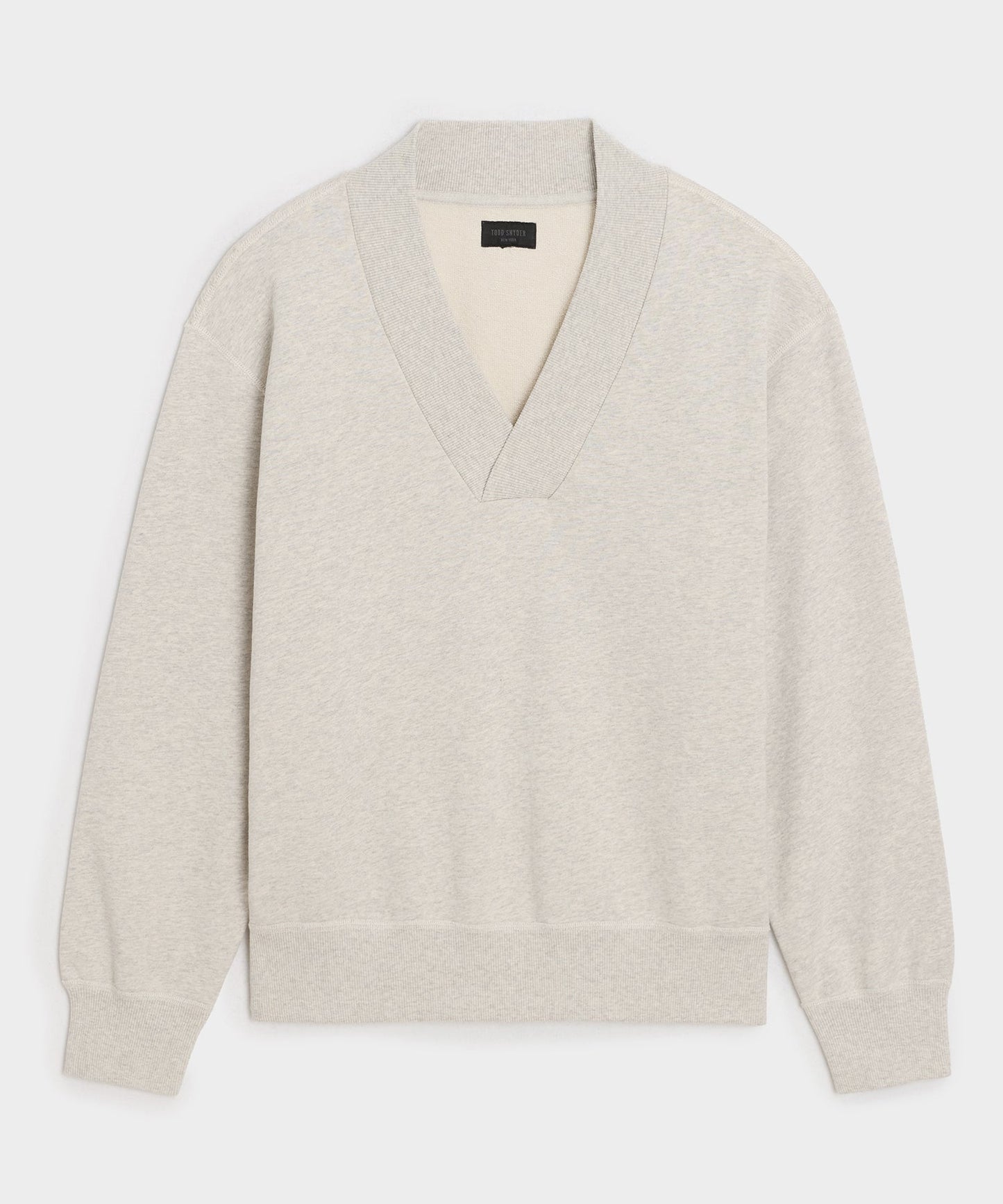 Todd Snyder Soho V-Neck Sweatshirt in Heather Beige Heather Beige