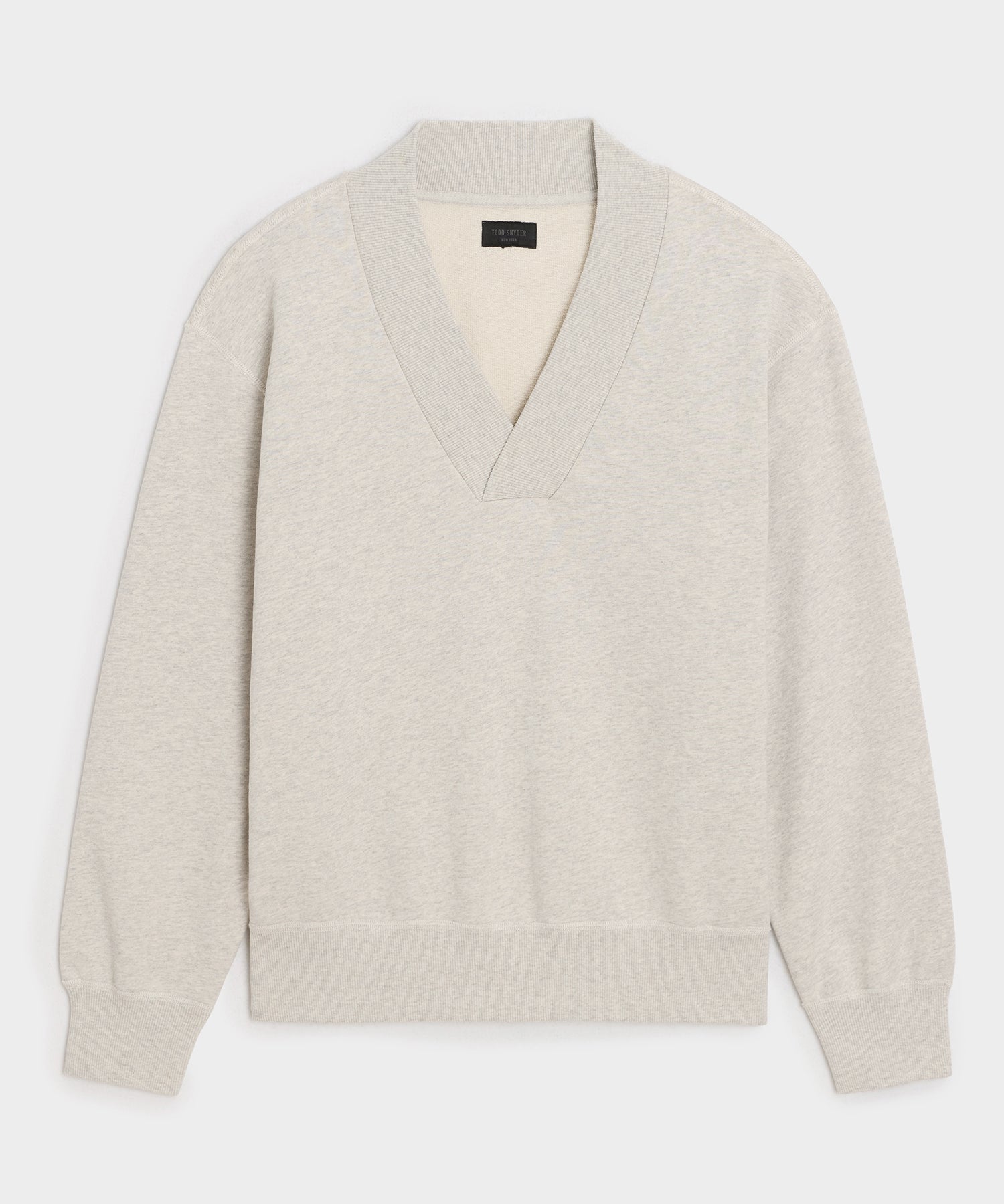 Todd Snyder Soho V-Neck Sweatshirt in Heather Beige Heather Beige