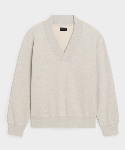 Todd Snyder Soho V-Neck Sweatshirt in Heather Beige Heather Beige