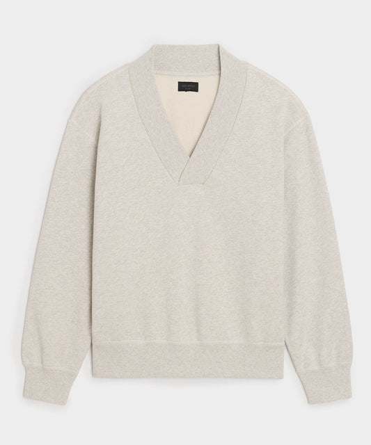 Todd Snyder Soho V-Neck Sweatshirt in Heather Beige Heather Beige