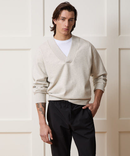 Todd Snyder Soho V-Neck Sweatshirt in Heather Beige Heather Beige