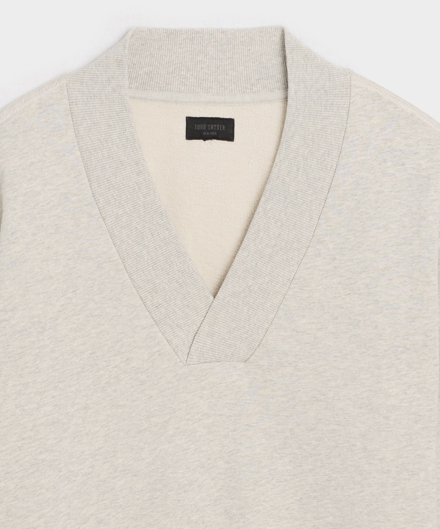 Todd Snyder Soho V-Neck Sweatshirt in Heather Beige Heather Beige