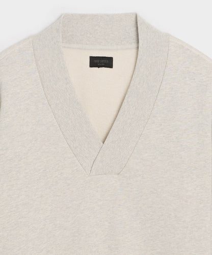 Todd Snyder Soho V-Neck Sweatshirt in Heather Beige Heather Beige