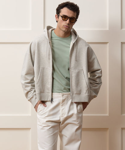 Todd Snyder Soho Full-Zip Sweatshirt in Heather Beige Heather Beige