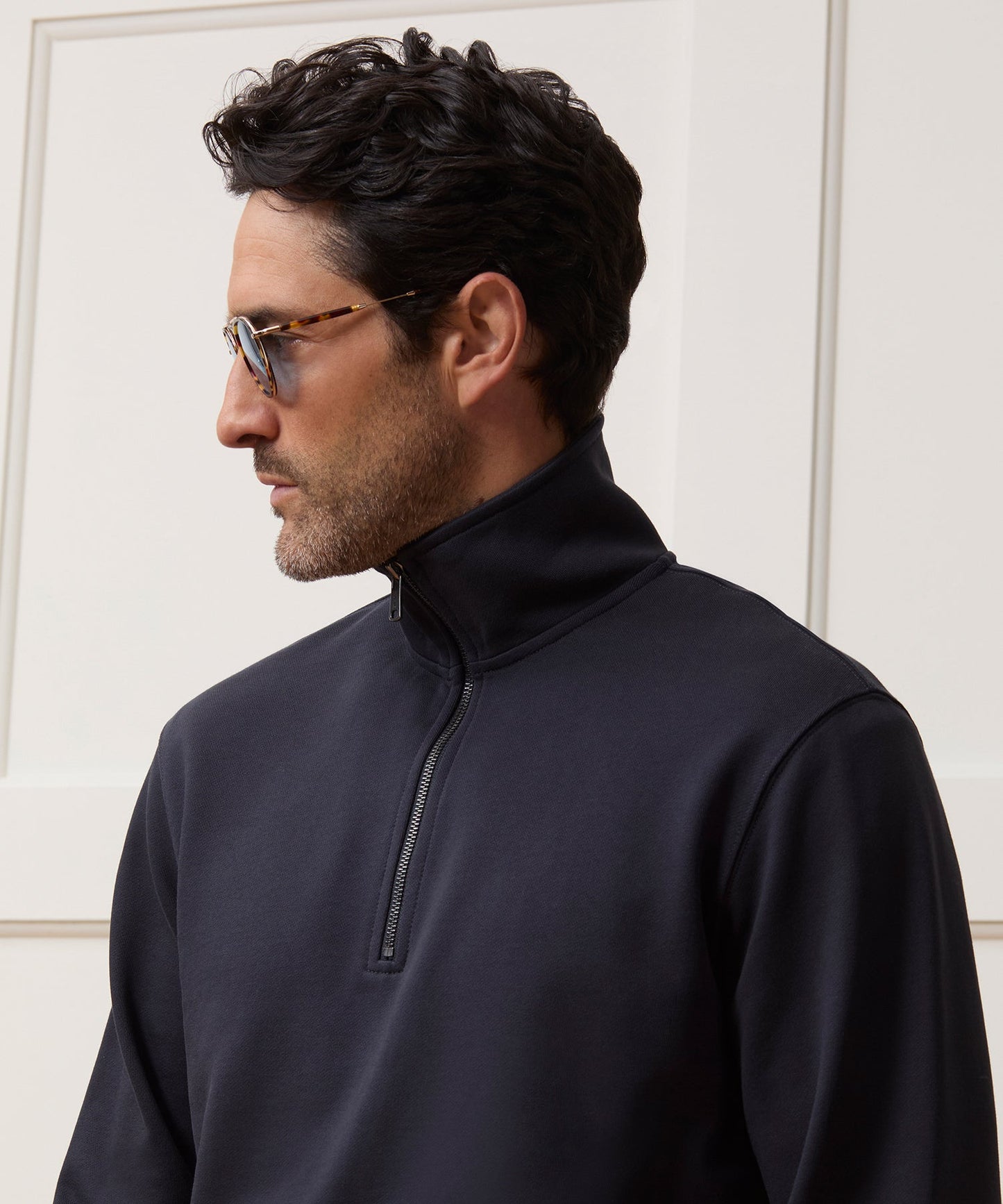 Todd Snyder Portuguese Terry Quarter-Zip Sweatshirt in Original Navy Original Navy