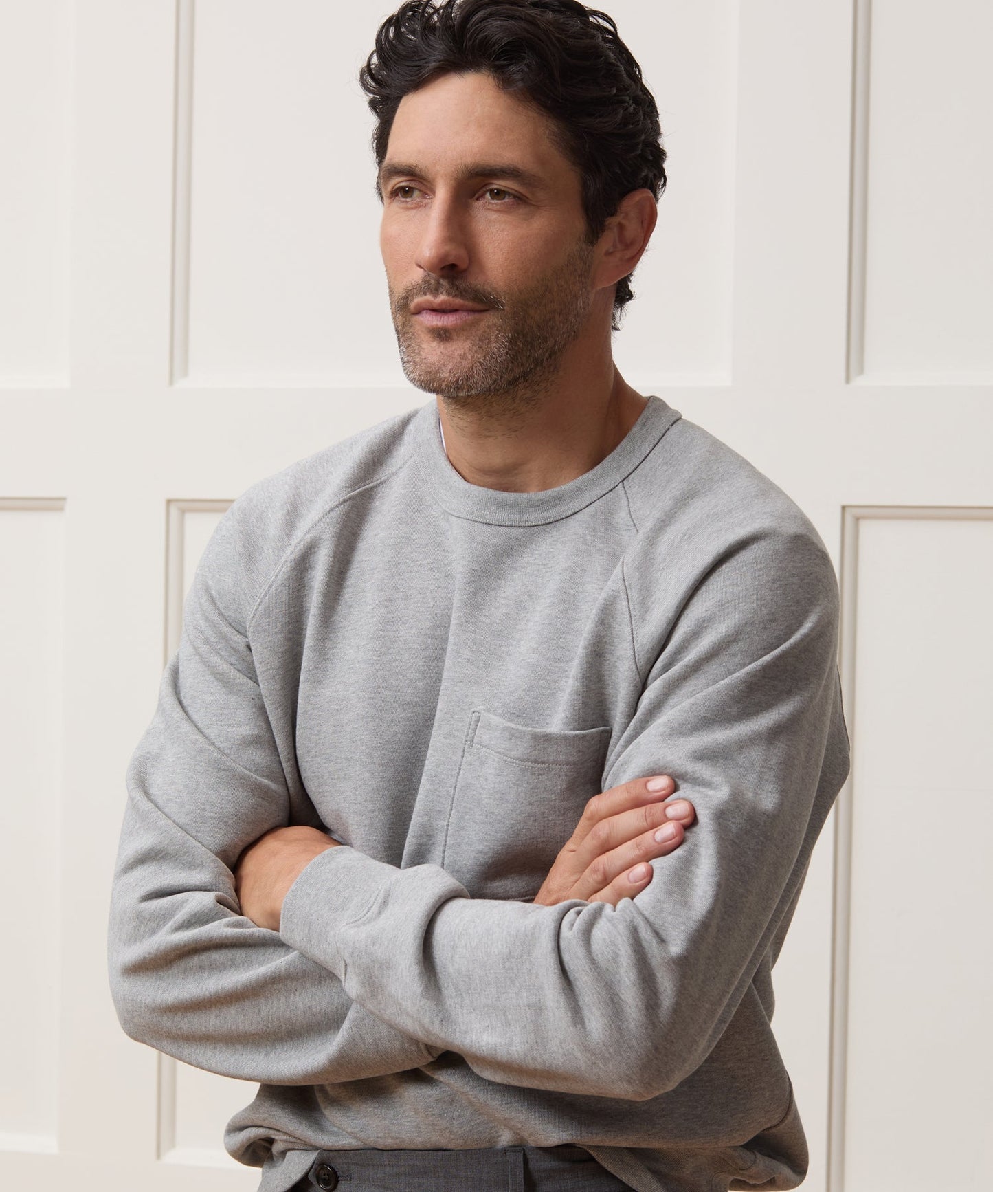 Todd Snyder Foundation Pocket Sweatshirt in Light Grey Mix Light Grey Mix