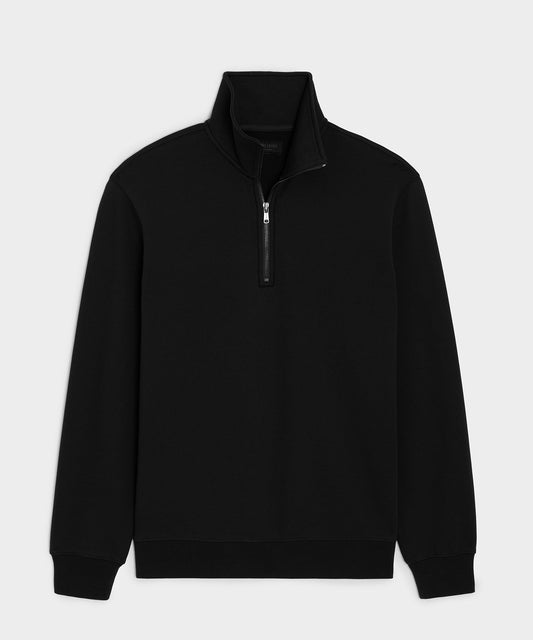 Todd Snyder Portuguese Terry Quarter-Zip Sweatshirt in Pitch Black Pitch Black