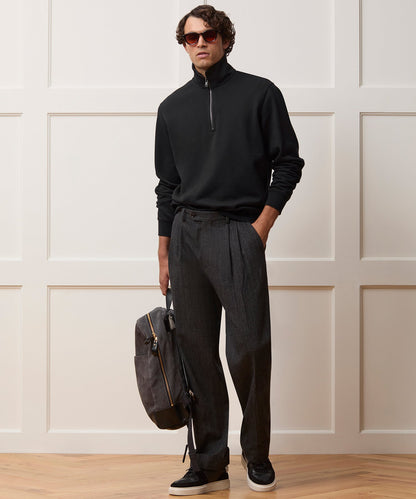 Todd Snyder Portuguese Terry Quarter-Zip Sweatshirt in Pitch Black Pitch Black