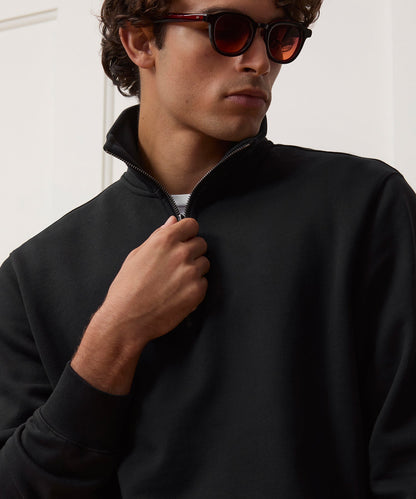 Todd Snyder Portuguese Terry Quarter-Zip Sweatshirt in Pitch Black Pitch Black