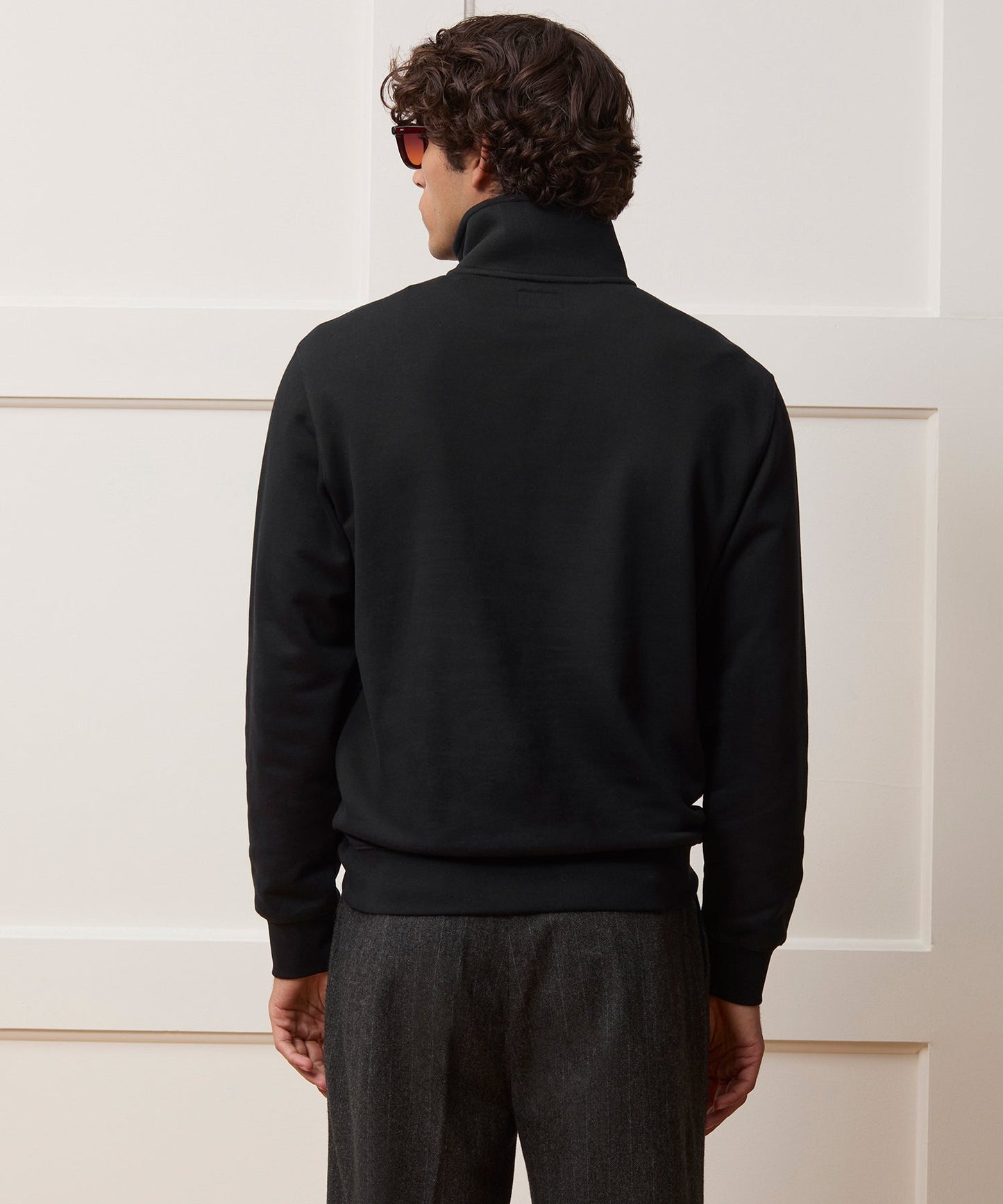 Todd Snyder Portuguese Terry Quarter-Zip Sweatshirt in Pitch Black Pitch Black