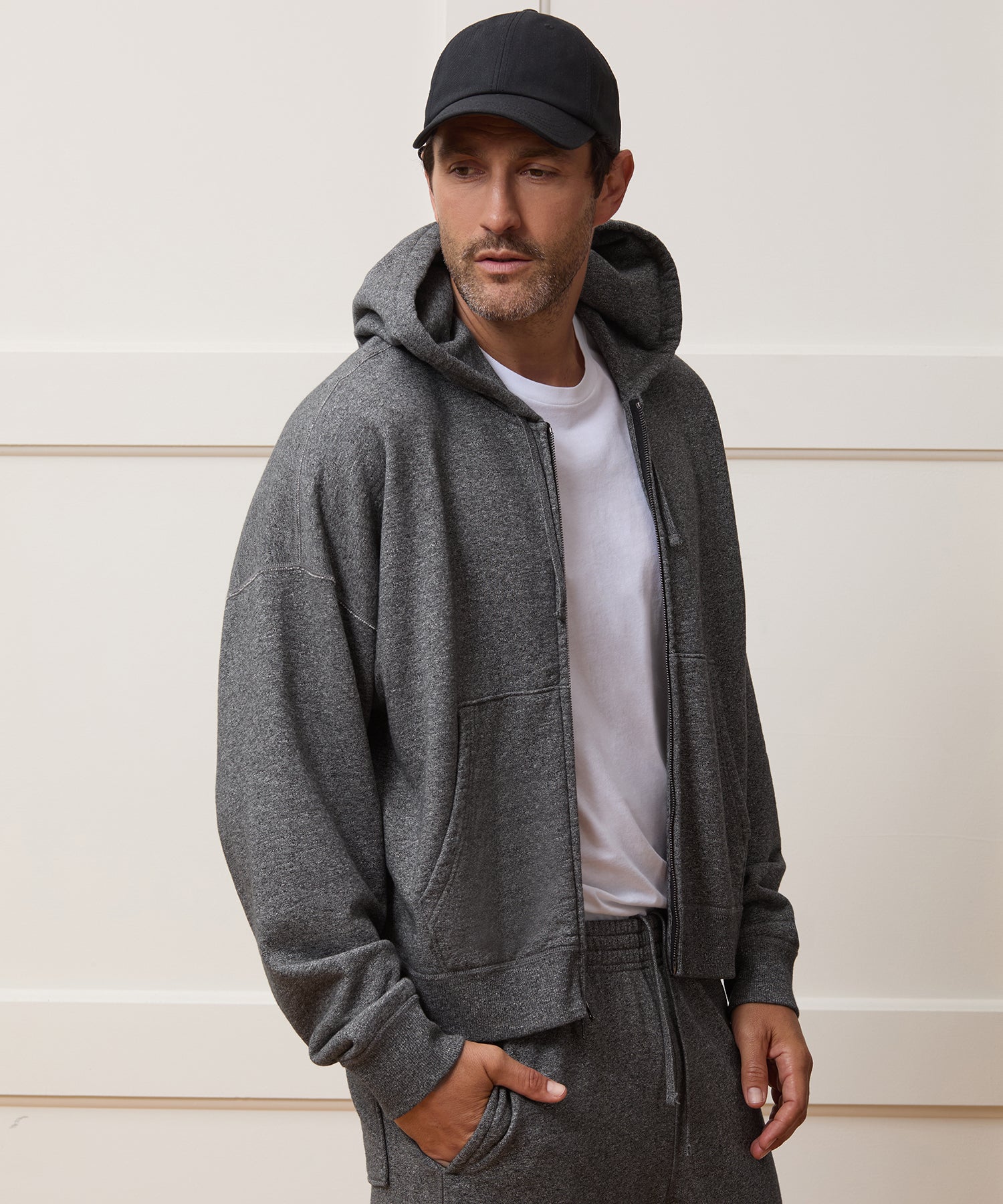 Todd Snyder Soho Full-Zip Sweatshirt in Salt And Pepper Salt And Pepper