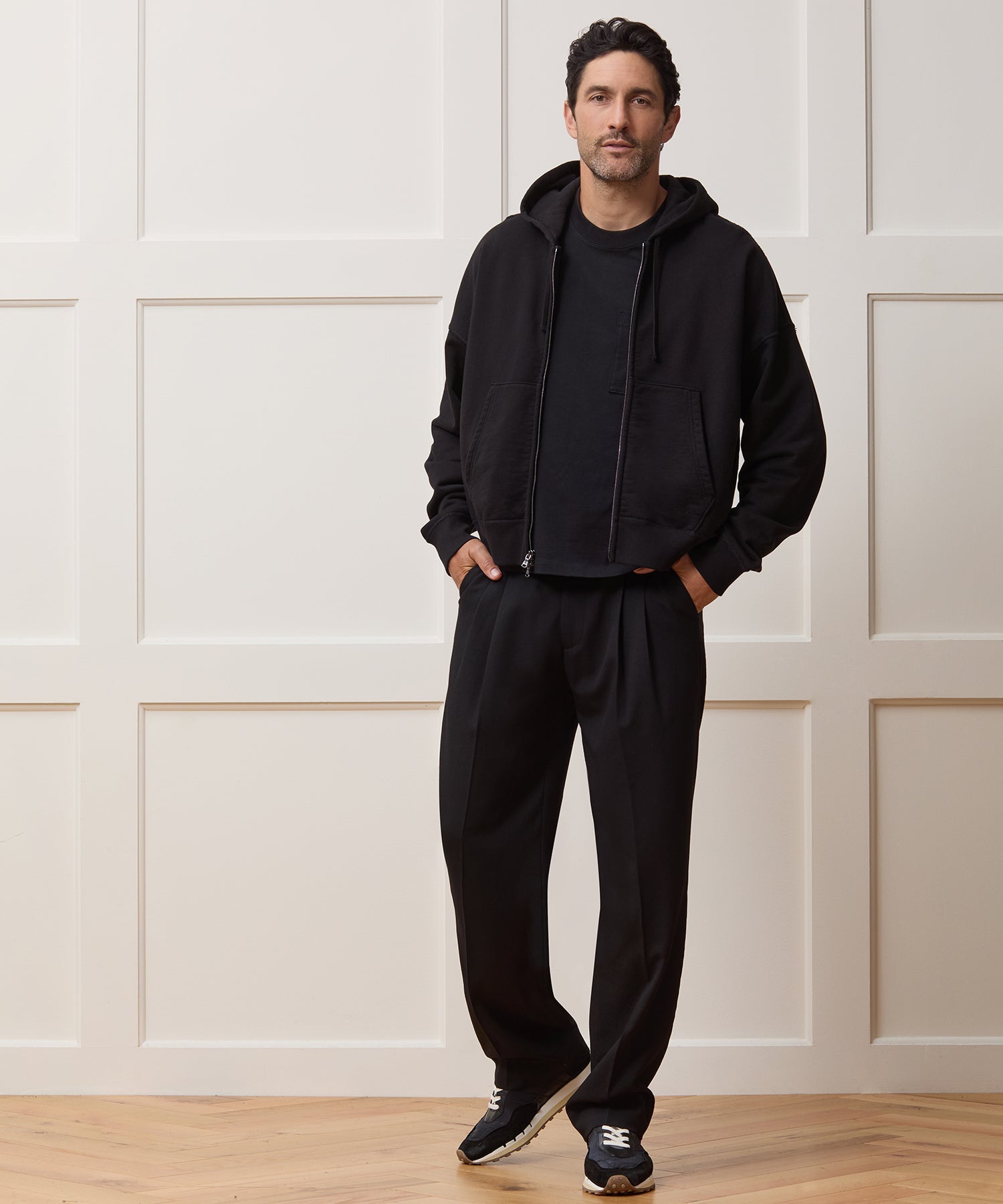 Todd Snyder Soho Full-Zip Sweatshirt in Pitch Black Pitch Black