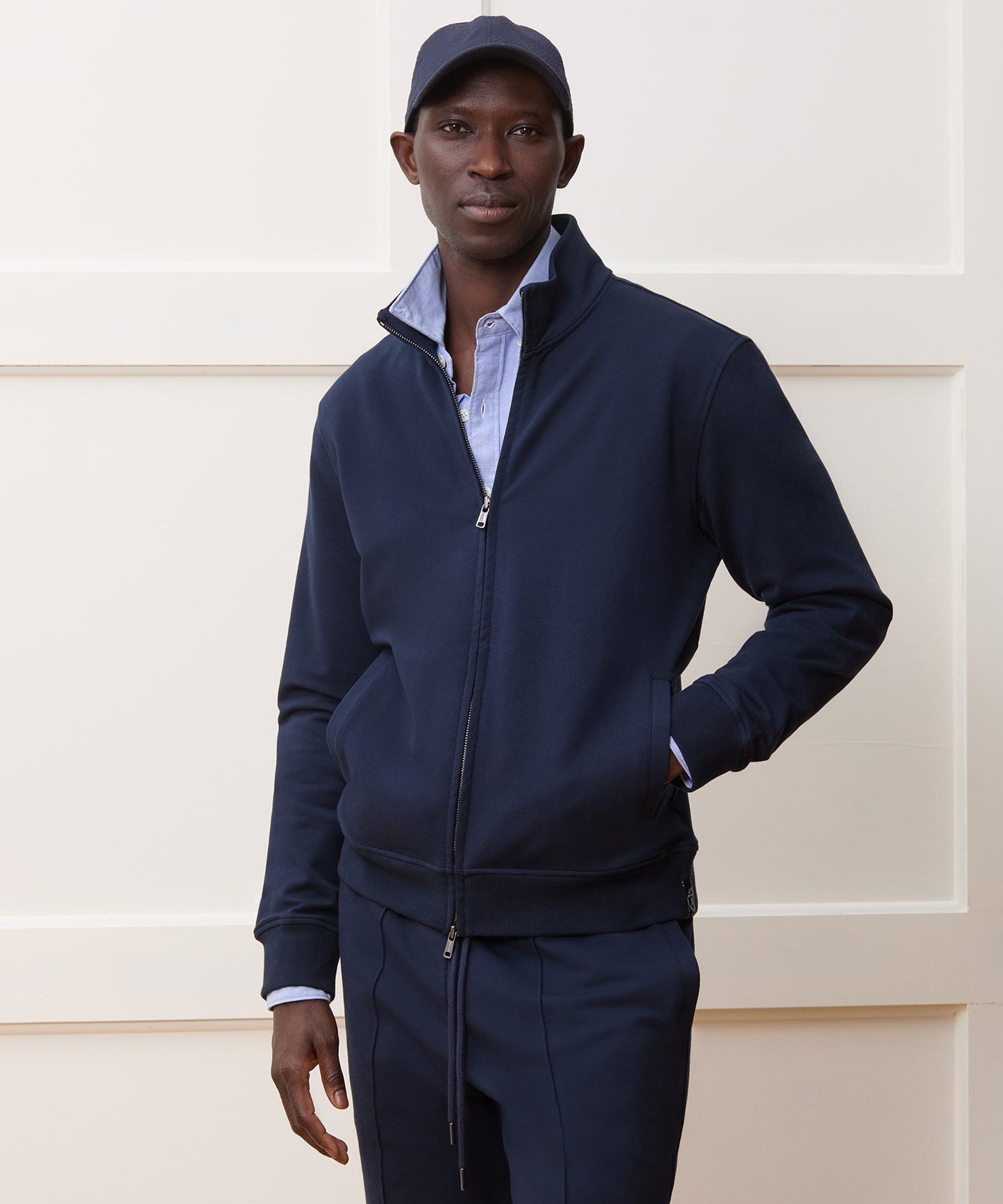 Todd Snyder Travel Terry Track Jacket in Navy Navy