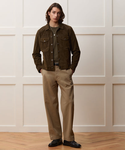 Todd Snyder Italian Suede Snap Dylan Jacket in Olive Green Olive