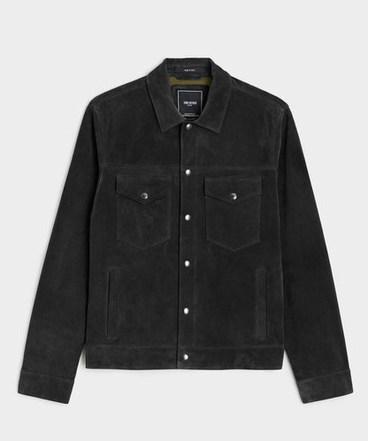 Todd Snyder Italian Suede Snap Dylan Jacket in Black Black