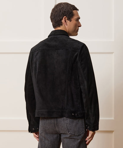 Todd Snyder Italian Suede Snap Dylan Jacket in Black Black