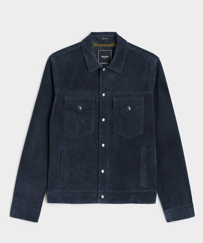 Todd Snyder Italian Suede Snap Dylan Jacket in Navy Navy