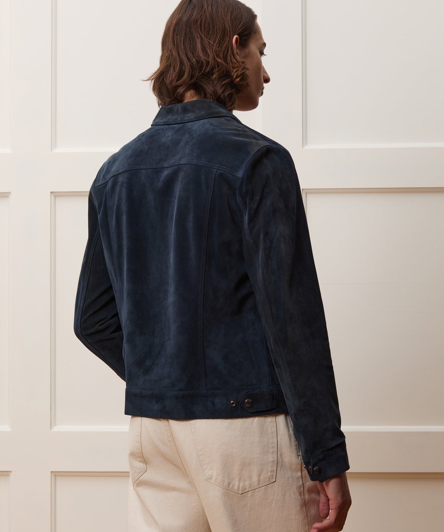 Todd Snyder Italian Suede Snap Dylan Jacket in Navy Navy