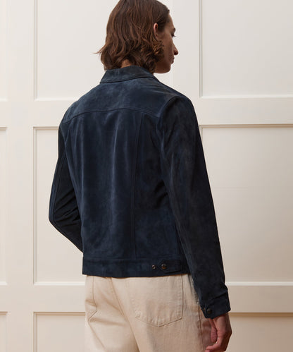 Todd Snyder Italian Suede Snap Dylan Jacket in Navy Navy