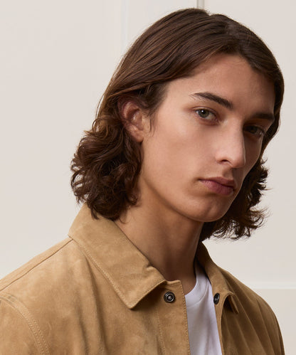 Todd Snyder Italian Suede Snap Dylan Jacket in Cappuccino Cappuccino